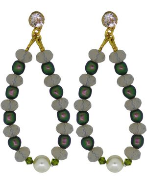 Vickisarge Neutrals Baroque Pearl & Crystal Hoop Earrings - Black