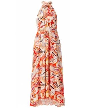 Franchetti Bond Rosamunda Paisley Swirl Halterneck Dress - Red