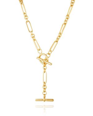 Lulu B London T-Bar Lariat Chain Necklace - Metallic