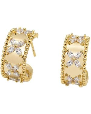 Uchi and Soto Kinmokusei Floral Beaded Hoop Earrings - Metallic