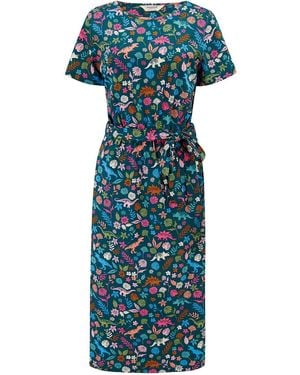 Sugarhill Flissy Jersey Midi Dress, Multi, Hidden Dinosaur - Blue