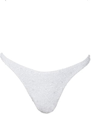 Self-Adore Forever Hand-Beaded Embellished Bikini Bottom - White