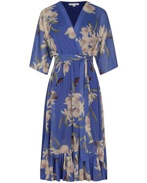 Urban Touch Kimono Wrap Floral Dress _ - Blue