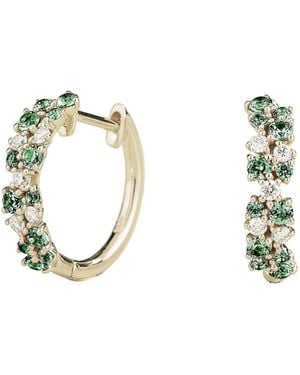 Juvetti Starry Emerald & Diamond Huggie Hoop Earrings - Metallic