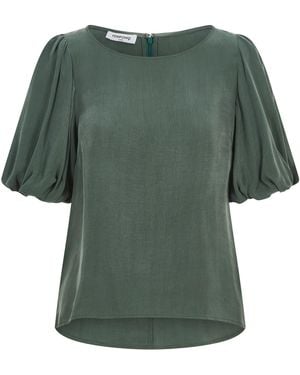 Femponiq Puff Sleeve Cupro Blouse - Green