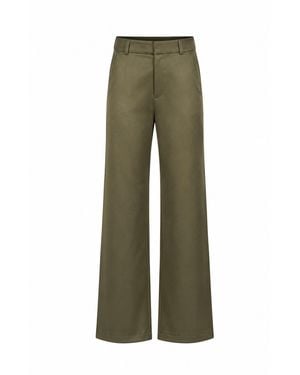 Gunda Hafner Ltd Cotton Elastane Midrise Straight Cut Pants - Green