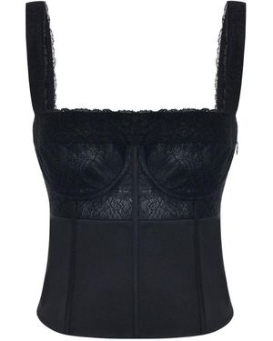 Pcfg Daydreamers Satin Corset With Lace Detail - Black