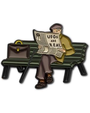 Make Heads Turn Enamel Pin Grandpa: Ufos Are Real - Green