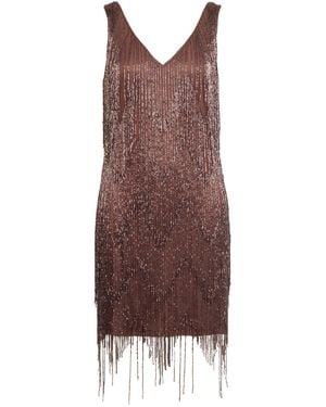 Rose & Nancy Sara Chocolate Beaded Fringe Mini Dress - Brown