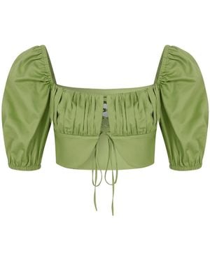 NAZLI CEREN Grace Ruched Top - Green