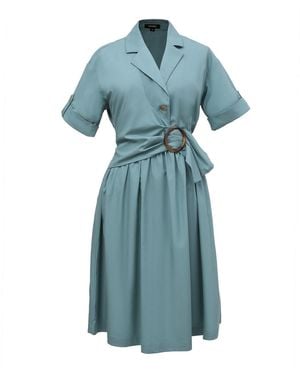 Smart and Joy Shirt Dress With Belt And - Blue