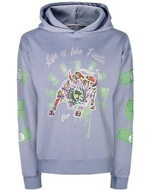 Miracles Manifester Inspirational Affirmation Hoodie With Reflective Design - Blue