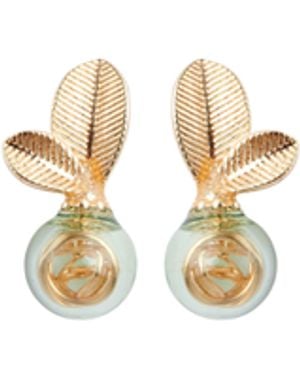Paisie Leaf Sphere Earrings - Metallic