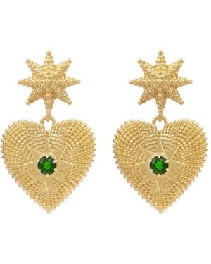 Zoe & Morgan Brave Heart Earrings Chrome Diopside - Metallic
