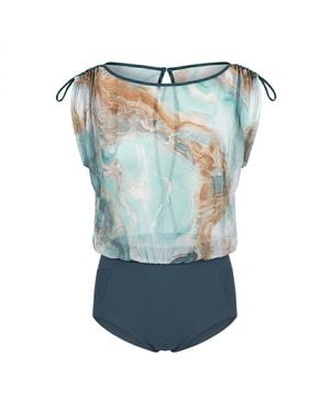 Serotone Swim Mesh Top One Piece - Blue