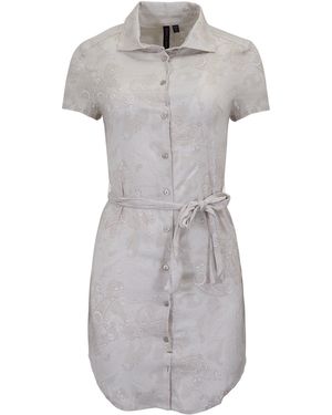 lords of harlech Crystal Paisley Explosion Ivory Shirt Dress - Grey