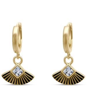 Clemence Wren Art Deco Gemstone Fan Charm Huggie Earrings - Metallic