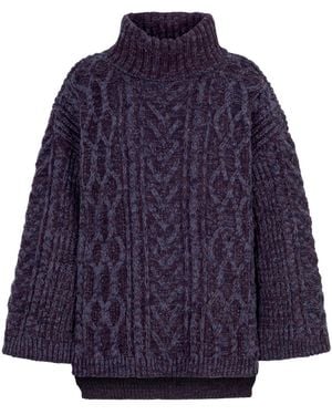 Cara & The Sky Emily Cable Roll Neck Tunic Jumper - Blue