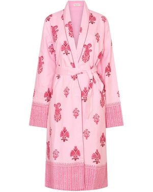 NoLoGo-chic Botanical Shawl Robe Cotton Cambric Mid - Pink