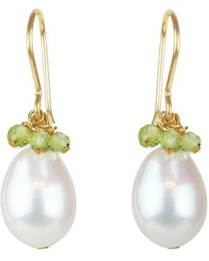 MOUNIR LONDON Pearl & Peridot Cluster Earrings - Metallic