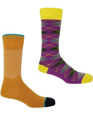 Peper Harow - Made in England Argyle Sunshine & Chevron Amber Socks Bundle - Green