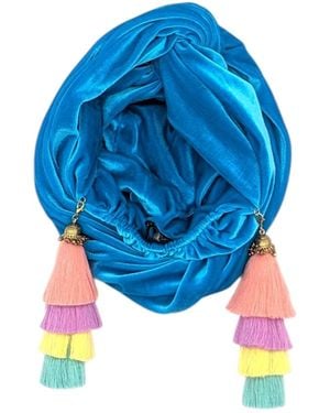 Julia Clancey Azure Pastel Swinglette Velour Turban - Blue