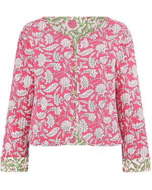 Yumi' Floral Reversible Cotton Quilted Jacket - Red