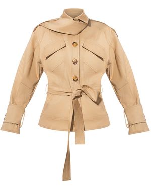 Tia Dorraine Oversized Belted Trench Jacket - Natural