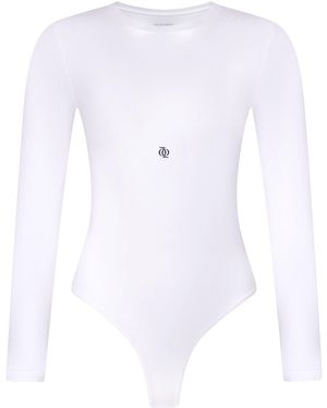 GOD SAVES QUEENS Second Skin Long Sleeve Crew-Neck Bodysuit - White