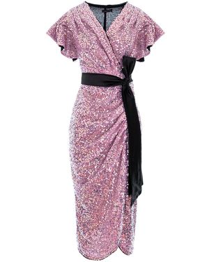 concept A trois Rose Midi Wrap Sequins Dress- Pouder - Purple