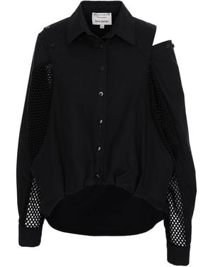 Silvia Serban Oversized Shirt With Cotton Mesh Inserts - Black