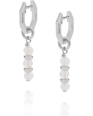 Nellou Jewellery Neutrals Linear Huggie Birthstone Earrings June Sterling - Metallic