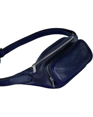 Time Resistance Leather Sling Bag Belly Bag - Blue