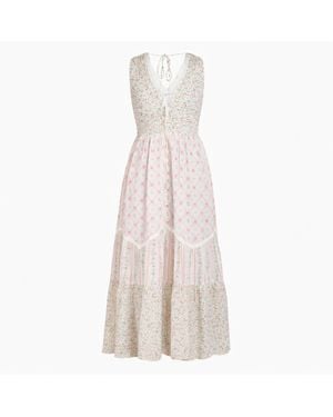 Rose & Nancy Neutrals Iris Strawberry Print Mix Maxi Dress - Red
