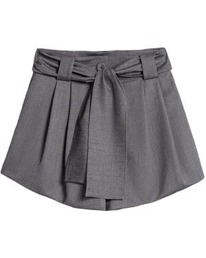 Nocturne Belted High-Waist Mini Shorts - Gray