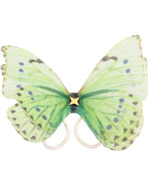 Oana Savu Sterling Mint Silk Butterfly Ring Adjustable Base Goddess Jewellery - Green