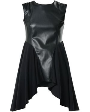 Metamorph Sleeveless Asymmetric Top With Vegan Leather - Black