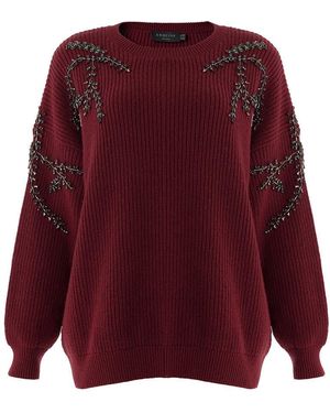 Exquise Grace Crew Neck Long Sleeve Jumper - Red