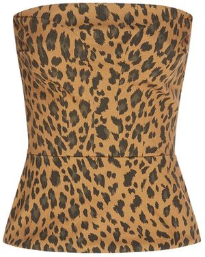 LAHIVE Neutrals Cheetah Carrie B. Strapless Reversible Top - Brown