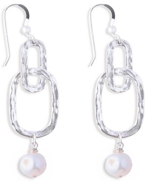 N'damus London Hatton Forge Sterling Duo Pearl Earrings - White