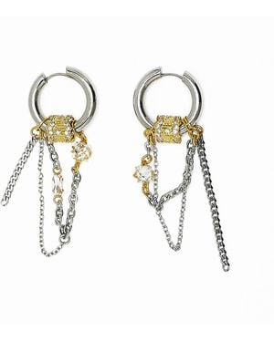 Kirei Interference Chain Hoop Earrings - Metallic