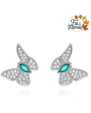 Far East Jewelry Handcrafted & Crystal Dream Butterfly Earrings - Blue