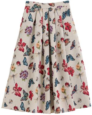 Louche Pasadena Flutter Jacquard Midaxi Skirt - Red
