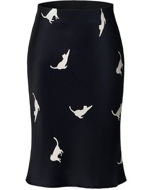NOT JUST PAJAMA Cats Edition Mini Silk Skirt - Black