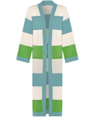 INGMARSON Multicolour Striped Cardigan Long Wool & Cashmere - Green