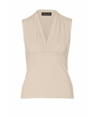 Conquista Neutrals Gathered Detail Sleeveless Top - Natural