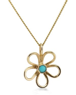 Isla Silver Flower Pendant With Stone - Metallic