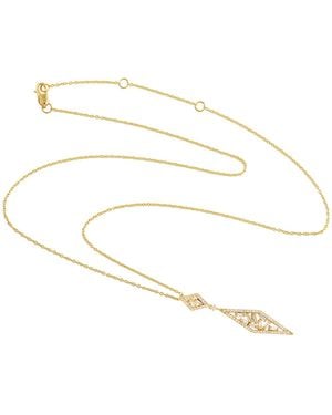 Artisan Baguette Diamond Geometric Drop Necklace - Metallic