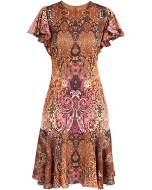 Santorelli Neutrals Grazia Flutter Sleeve Sheath Dress - Yellow