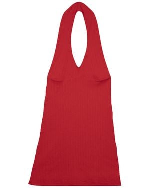 Marianne by Marie Jordane Edie Open-Back Pointelle Dress – - Red